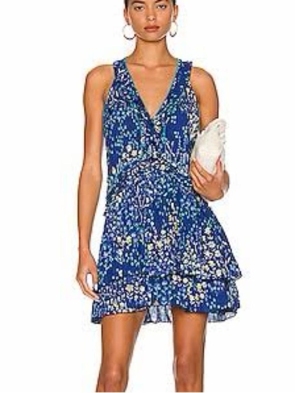 Poupette St. Barth Mae Mini Dress Blue Bouquet Small